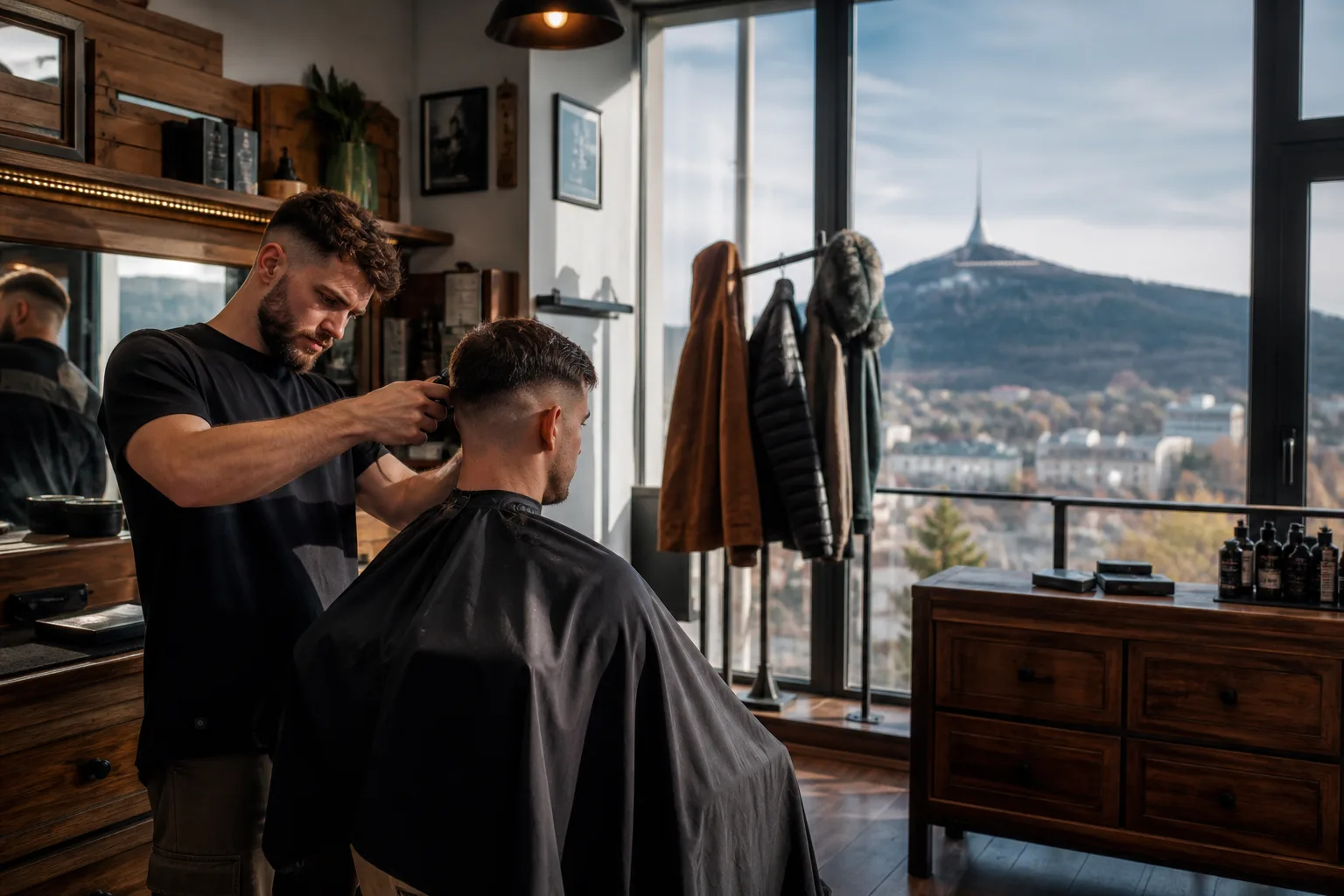 Barber Liberec — fade u okna s denním světlem, katalog KingBarber.cz